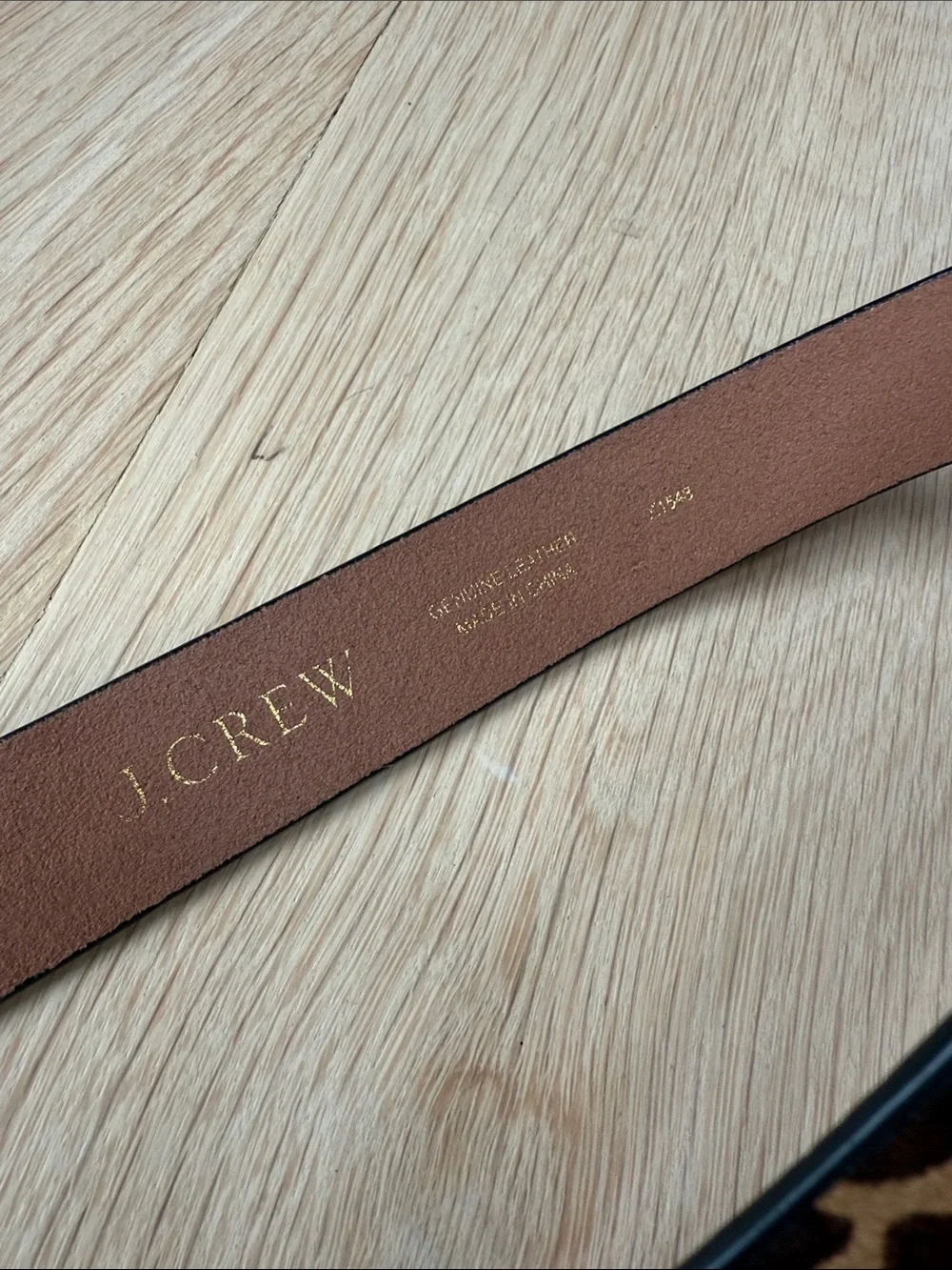J. Crew Leopard Print Haircalf Leather Belt with Brass-Tone Buckle